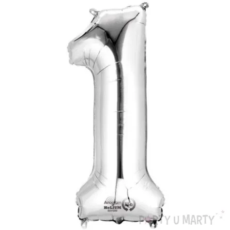 balon foliowy cyfra 1 srebrny amscan 34 dgt