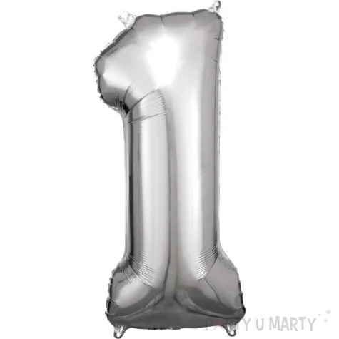 balon foliowy cyfra 1 srebrny amscan 34 dgt