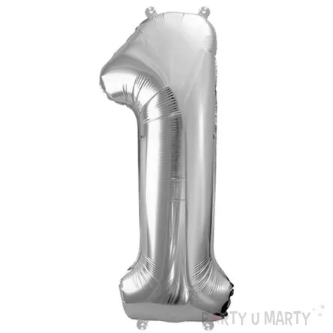 balon foliowy cyfra 1 srebrny partydeco 34 dgt
