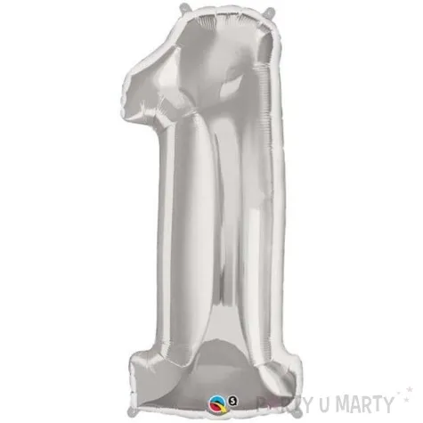 balon foliowy cyfra 1 srebrny qualatex 38 dgt
