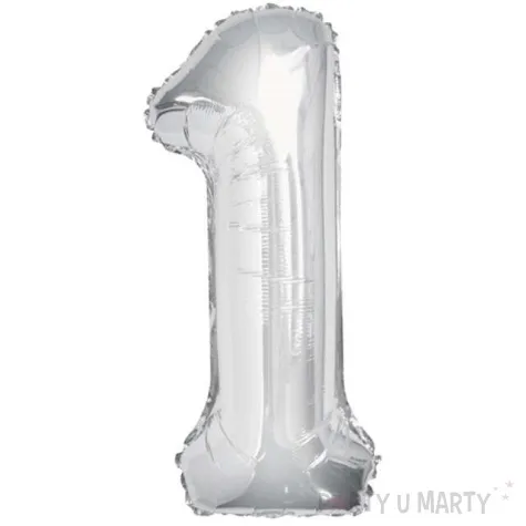 balon foliowy cyfra 1 srebrny unique 34 dgt