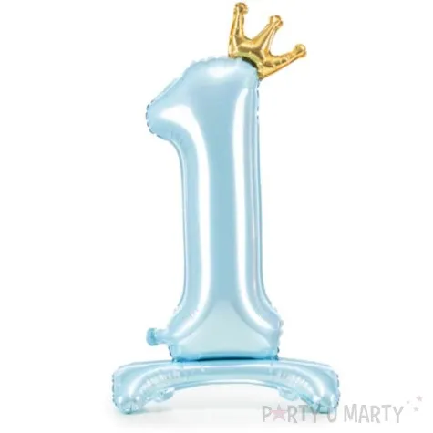 balon foliowy cyfra 1 stojaca blekitny partydeco 33 dgt