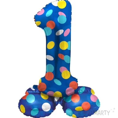 balon foliowy cyfra 1 stojaca grochy folat 28 dgt
