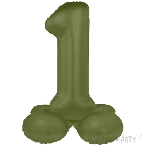 balon foliowy cyfra 1 stojaca oliwkowy folat 34 dgt