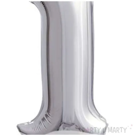 balon foliowy cyfra 1 stojaca srebrny godan 15 dgt