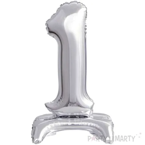 balon foliowy cyfra 1 stojaca srebrny godan 15 dgt