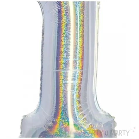 balon foliowy cyfra 1 stojaca srebrny holograficzny godan 28 dgt