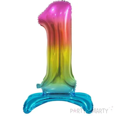 balon foliowy cyfra 1 stojaca teczowy godan 29 dgt