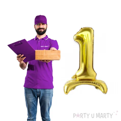 balon foliowy cyfra 1 stojaca zloty dekoracjepolska 15 dgt