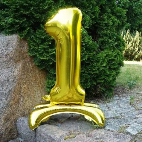 balon foliowy cyfra 1 stojaca zloty dekoracjepolska 30 dgt