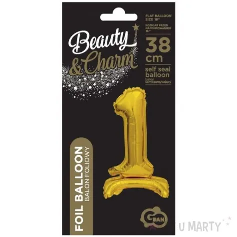 balon foliowy cyfra 1 stojaca zloty godan 15 dgt
