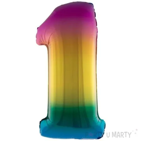 balon foliowy cyfra 1 teczowy funny fashion 40 dgt