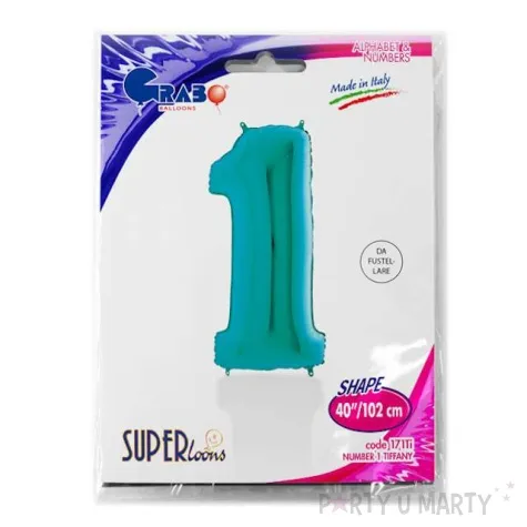 balon foliowy cyfra 1 turkusowy grabo 40 dgt