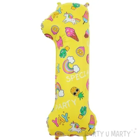 balon foliowy cyfra 1 unicorn party zolty godan 31 dgt