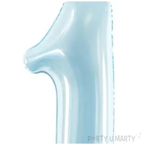 balon foliowy cyfra 1 z korona blekitno zloty partydeco 35 dgt