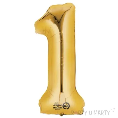 balon foliowy cyfra 1 zloty amscan 14 dgt