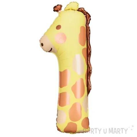 balon foliowy cyfra 1 zyrafa partydeco 35 dgt
