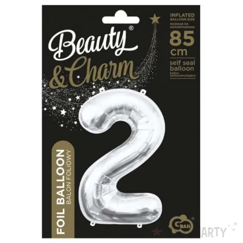 balon foliowy cyfra 2 beauty charm srebrny godan 33 dgt