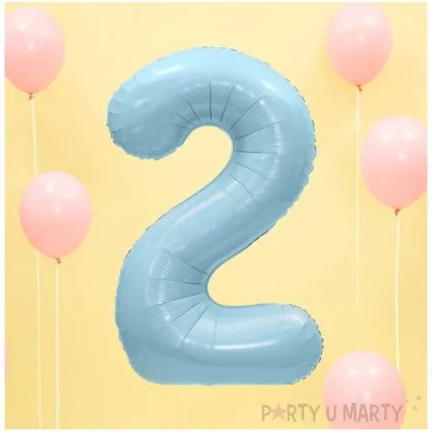 balon foliowy cyfra 2 blekitny partydeco 34 dgt