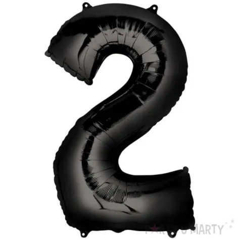 balon foliowy cyfra 2 czarny amscan 32 dgt