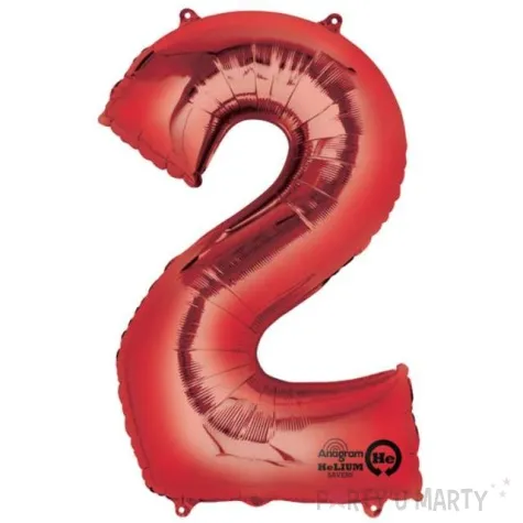 balon foliowy cyfra 2 czerwony amscan 34 dgt