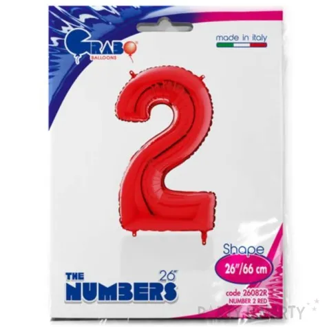balon foliowy cyfra 2 czerwony grabo 26 dgt