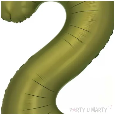 balon foliowy cyfra 2 dekoracja na urodziny oliwkowy zielony 34 dgt