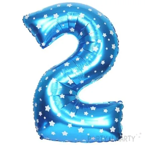 balon foliowy cyfra 2 gwiazdki niebieski oem 16 dgt