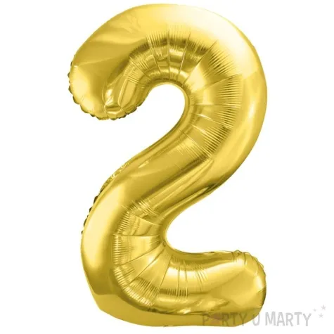 balon foliowy cyfra 2 jasnozloty partydeco 34 dgt