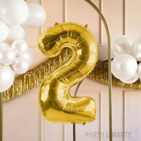 balon foliowy cyfra 2 jasnozloty partydeco 34 dgt