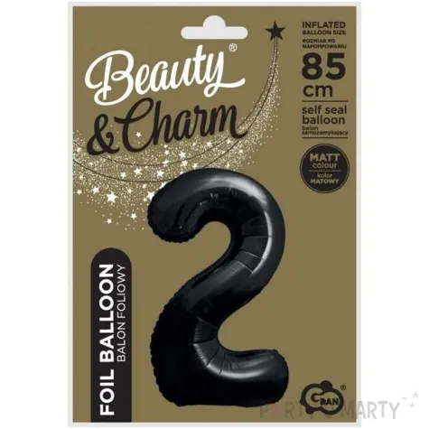 balon foliowy cyfra 2 matowa czarny godan 33 dgt