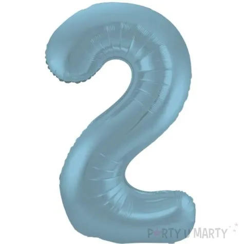 balon foliowy cyfra 2 metaliczny mat niebieski pastelowy folat 34 dgt