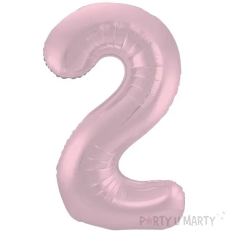 balon foliowy cyfra 2 metaliczny mat rozowy pastelowy folat 34 dgt