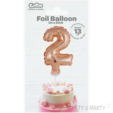 balon foliowy cyfra 2 micro rozowe zloto godan 5 dgt