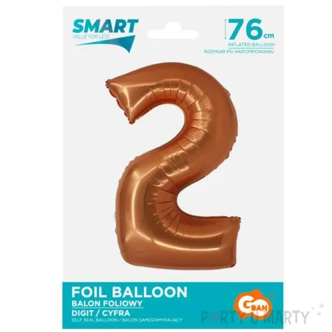 balon foliowy cyfra 2 miedziany godan 30 dgt