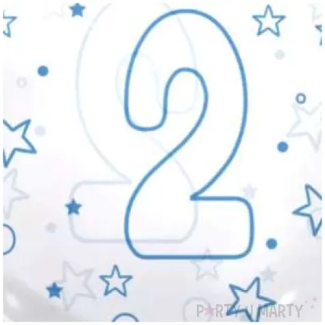 balon foliowy cyfra 2 niebieska transparentny tuban 18 orb