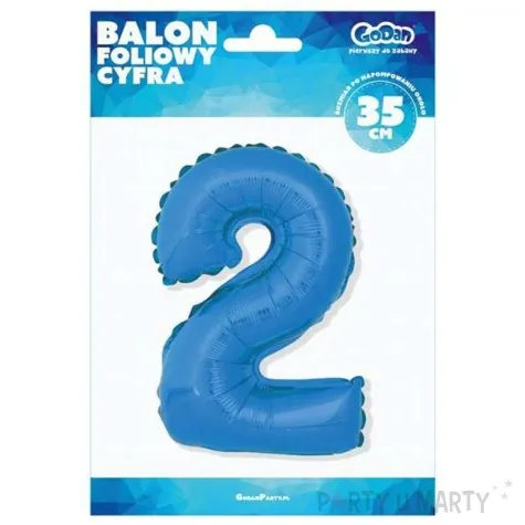 balon foliowy cyfra 2 niebieski godan 14 dgt