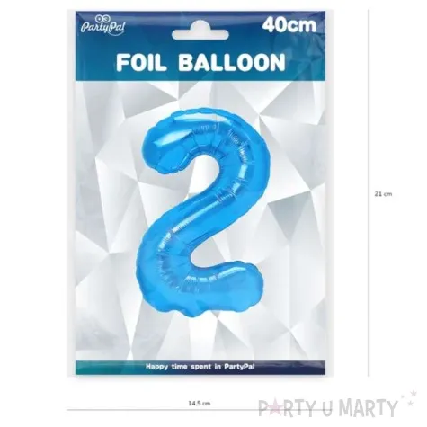 balon foliowy cyfra 2 niebieski partypal 16 dgt