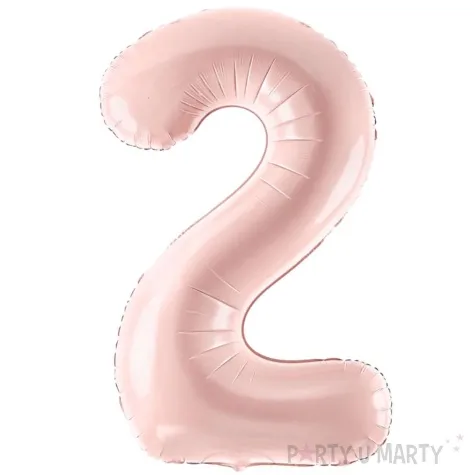 balon foliowy cyfra 2 pastel rozowy jasny partydeco 34 dgt