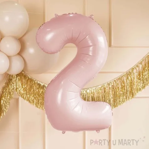 balon foliowy cyfra 2 pastel rozowy jasny partydeco 34 dgt