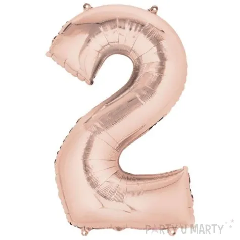 balon foliowy cyfra 2 rozowe zloto amscan 34 dgt