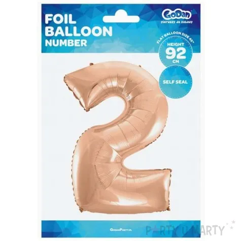 balon foliowy cyfra 2 rozowe zloto godan 45 dgt