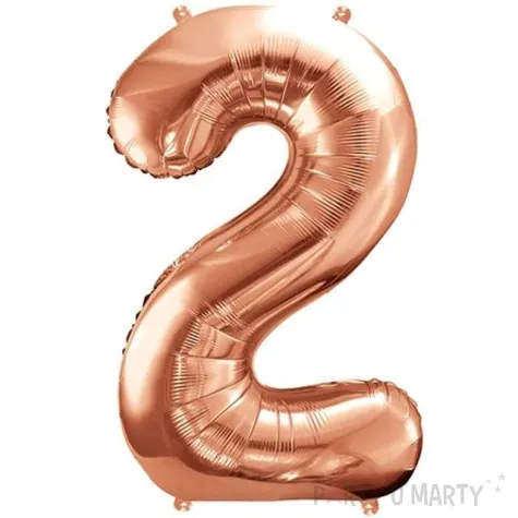 balon foliowy cyfra 2 rozowe zloto partydeco 34 dgt