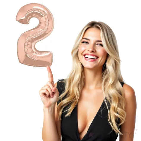 balon foliowy cyfra 2 rozowe zloto qualatex 34 dgt