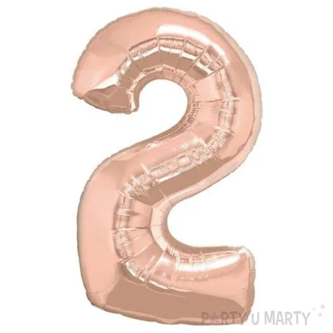balon foliowy cyfra 2 rozowe zloto qualatex 34 dgt