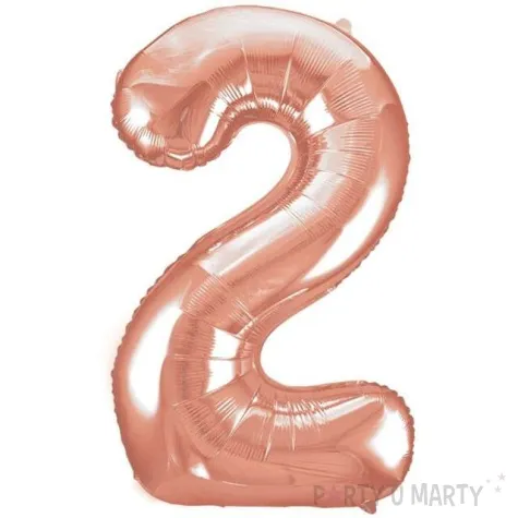 balon foliowy cyfra 2 rozowe zloto unique 34 dgt