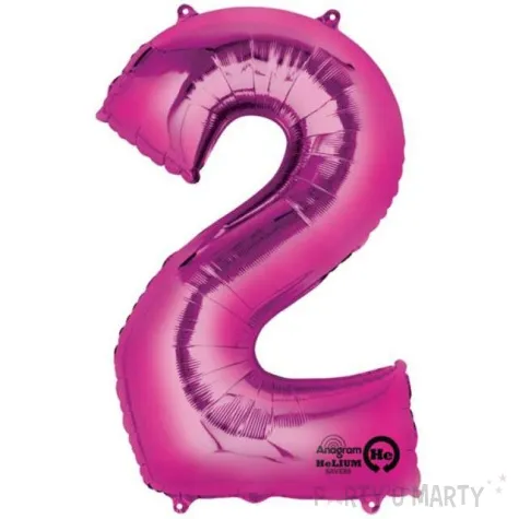 balon foliowy cyfra 2 rozowy amscan 34 dgt