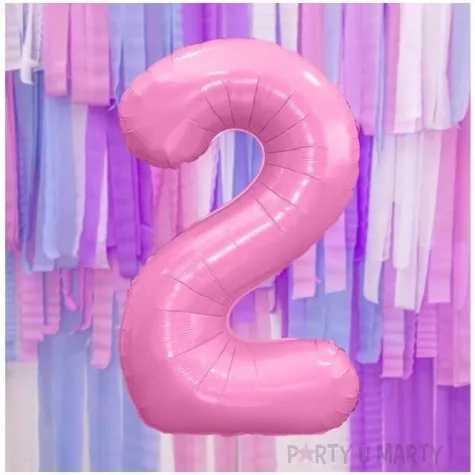 balon foliowy cyfra 2 rozowy partydeco 34 dgt