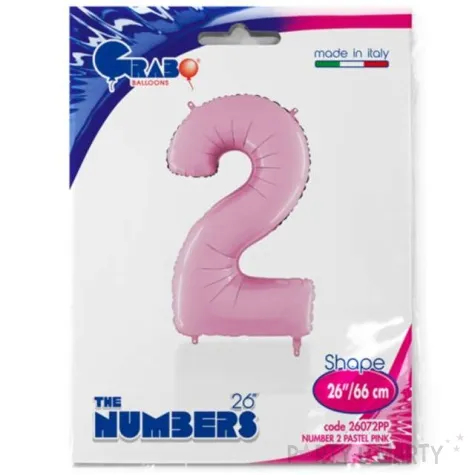 balon foliowy cyfra 2 rozowy pastel grabo 26 dgt