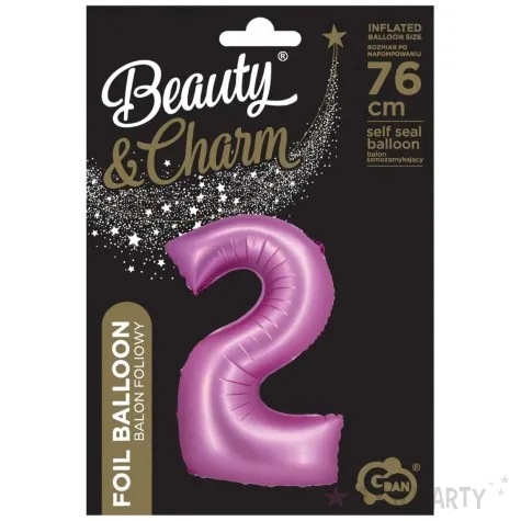 balon foliowy cyfra 2 rozowy satynowy godan 30 dgt